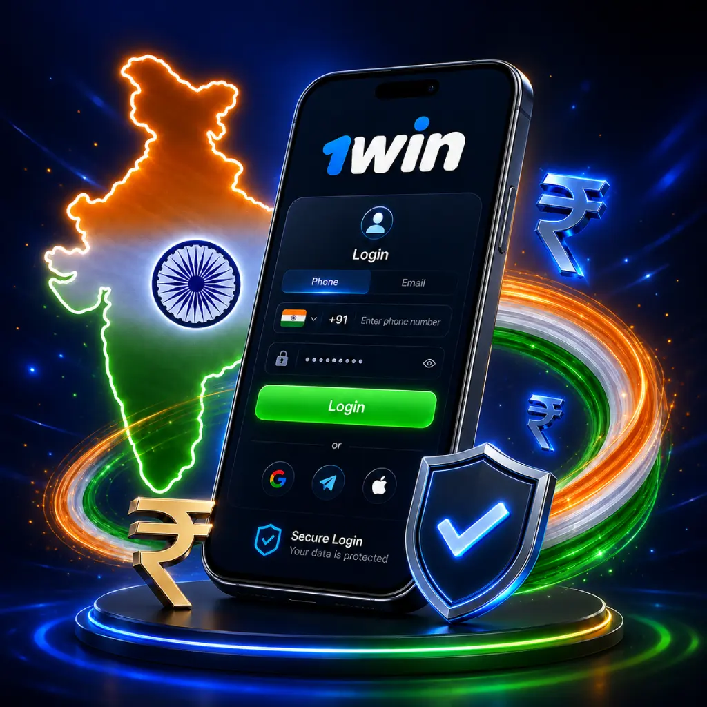 1win India secure login interface with +91 phone access, rupee symbols and Indian tricolor design 1win-india-secure-login-banner